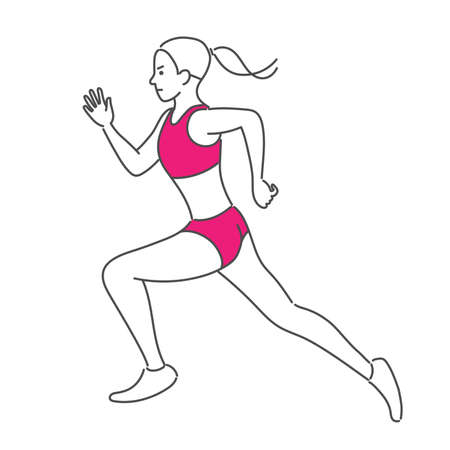 Illustration of a woman running in athleticsのイラスト素材