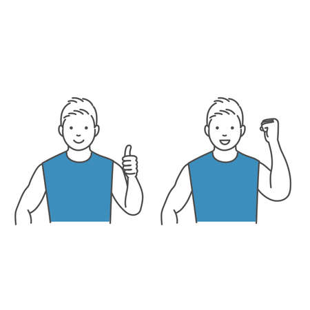 2 illustrations of sports trainers (likes, guts pose)のイラスト素材