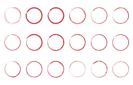 It is a red brushstroke set. Easy-to-use vector data.のイラスト素材