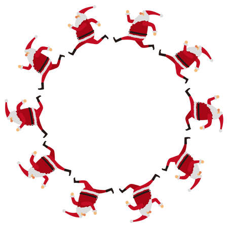 It is a simple illustration of Santa Claus running in a circle. It is an easy-to-use vector material.のイラスト素材