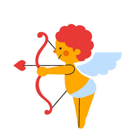 It is an illustration of a simple and cute horizontal Cupid. It is an easy-to-use vector material.のイラスト素材