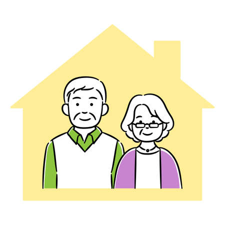 It is a simple illustration of a senior couple.のイラスト素材