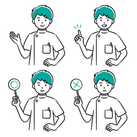 Simple Illustration Set of Young Male Health Care Professionalsのイラスト素材