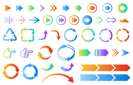 Colorful gradient arrow set. It is an easy-to-use vector data.のイラスト素材