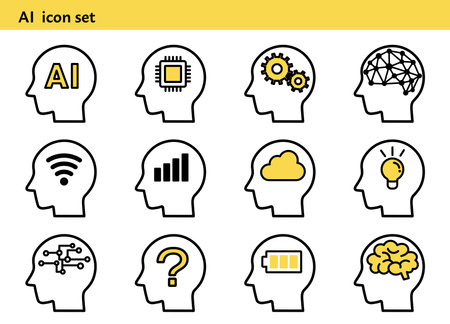 Artificial intelligence icon set (2 colors)のイラスト素材