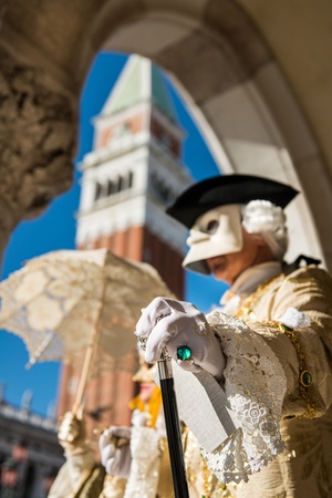 Golden Venetian Carnival Maskの写真素材