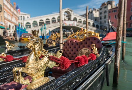 Gondola, Canal Grande and Rialto Bridgeの写真素材