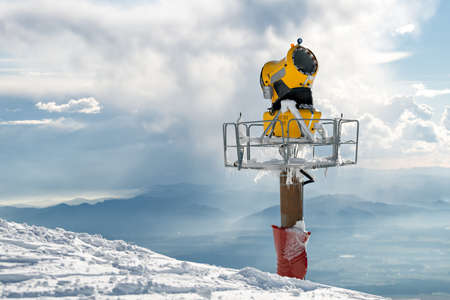 Snow cannon in winter mountainの写真素材