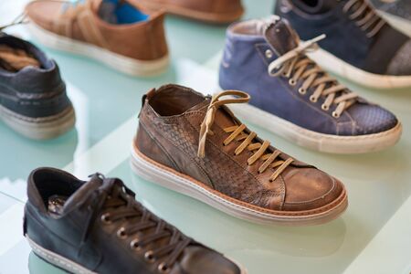 Shoe shop - shoes collection on shelvesの写真素材
