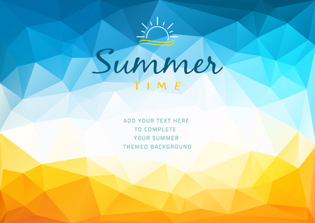 Polygonal shapes Summer time background with text - illustration.のイラスト素材