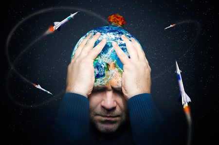 Planet under the threat of nuclear war. Elements of this image.