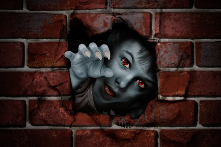 Portrait of a zombie boyの写真素材