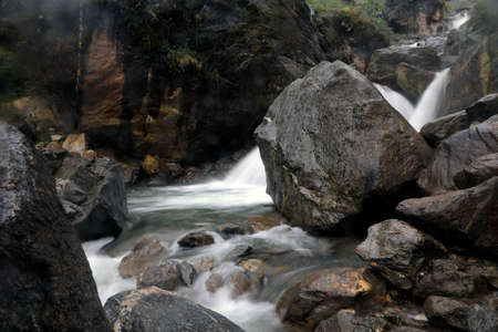 beautiful waterfall long exposure sikkim indiaの写真素材