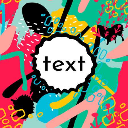 Creative abstract floral vegetal simless pattern, background. Hand drawn textures. Template to insert text. Trendy graphic design for fabric.のイラスト素材