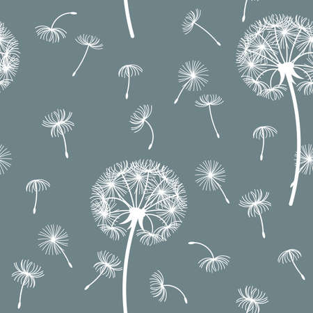 Seamless pattern from dandelions. For wrapping paper, design and decoration. The image is isolated from the background. Vector illustration.のイラスト素材