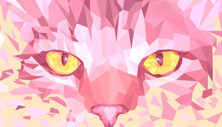 Head of a ginger cat with yellow eyes.のイラスト素材