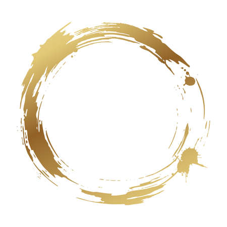 Gold frame made of brush strokes on a white background.のイラスト素材