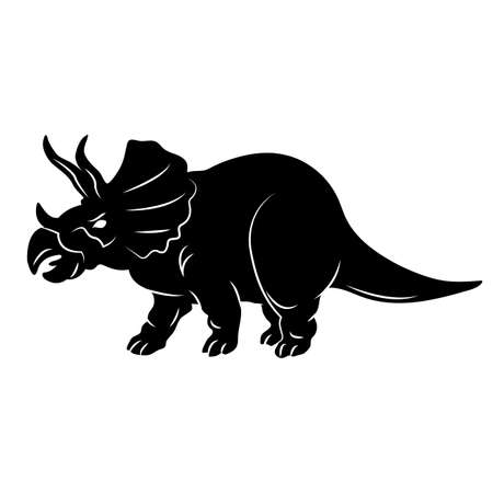Triceratops. Triceratops dinosaur silhouette isolated on white background. Vector image.のイラスト素材