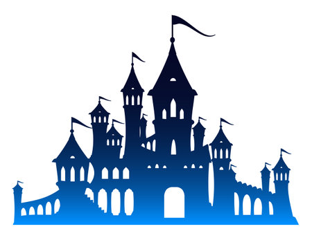 Silhouette of a magic princess palace on a white background. princess palace illustration. vector image.のイラスト素材