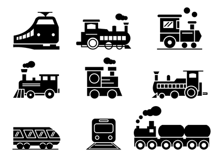 solid icons set, transportation, Train, vector illustrationsのイラスト素材