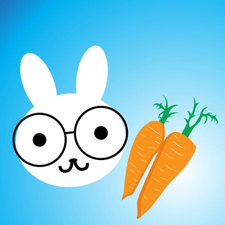 Cartoon rabbit and orange carrots,vector illustrationsのイラスト素材