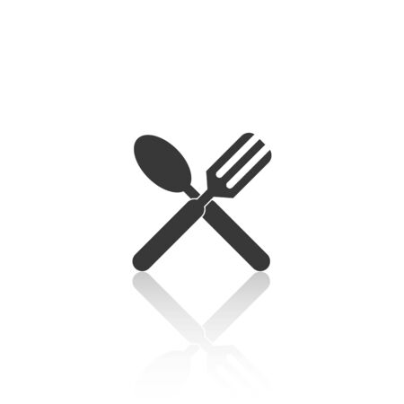 solid icons for fork and spoon tools,shadow,vector illustrationsのイラスト素材