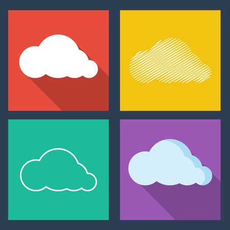 flat and thin line icons for cloud ,vector illustrationsのイラスト素材