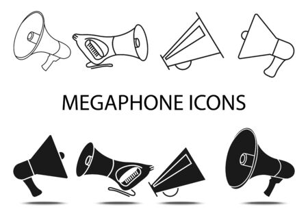 thin line icons,solid icons for Megaphone,vector illustrationsのイラスト素材