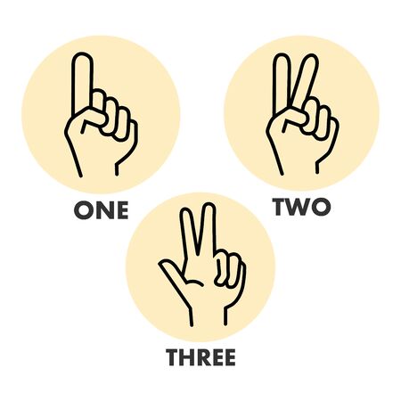 thin line icons for hand,one,two,three,vector illustrationsのイラスト素材