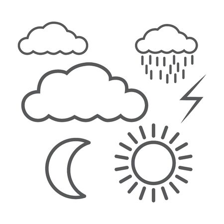 weather icons for cloud,moon,sun,rain,thunder,vector illustrationsのイラスト素材