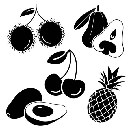 solid icons for fruitsのイラスト素材