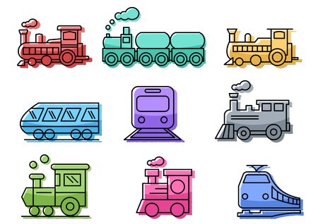 flat icons set,transportation,Train,vector illustrationsのイラスト素材