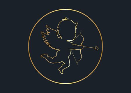abstract background for Cupid silhouette,Gold color,vector illustrationsのイラスト素材