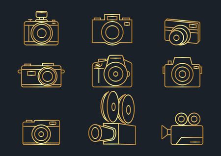 Camera icons,gold color,Vector illustrationsのイラスト素材