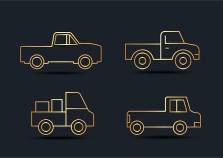 Abstract background of Pickup truck sets, transportation, Gold color, vector illustrationsのイラスト素材