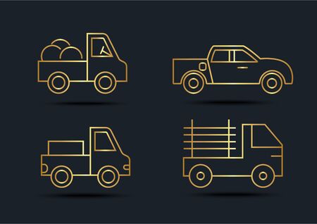 Abstract background of Pickup truck sets, transportation, Gold color, vector illustrationsのイラスト素材