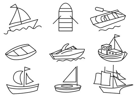 thin line icons set,transportation,Boat,vector illustrationsのイラスト素材