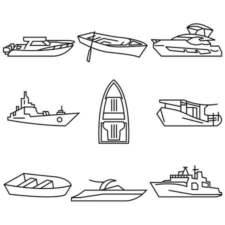 thin line icons set,transportation,Boat,vector illustrationsのイラスト素材