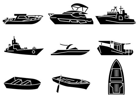 Solid icons set of transportation,Boat,vector illustrationsのイラスト素材
