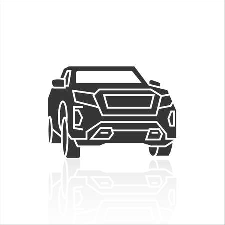 solid icons for black car front and shadow,vector illustrationsのイラスト素材