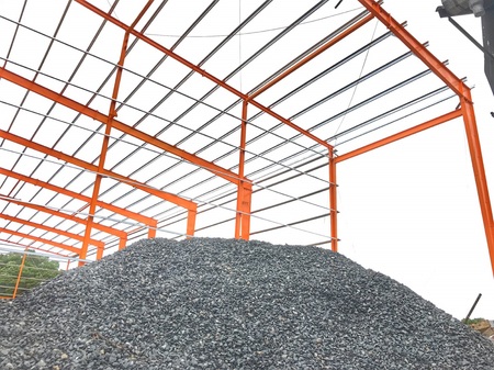Pile of stones in construction site