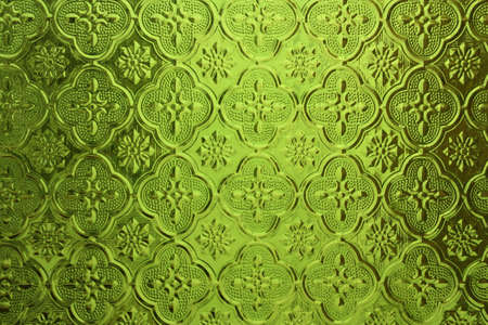 Classic pattern on green color glassの写真素材