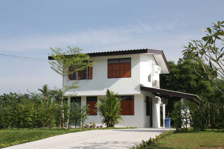 Nakorn Sri Thammarat,Thailand,July 29,2012:New House With Landscape Yard on countryside of Thailand.のeditorial素材