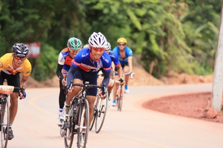 Suratthani,Thailand,July 7,2013:The group of cyclists during bicycle racing(120km) on july 7,2013 in Suratthani,Thailand.のeditorial素材