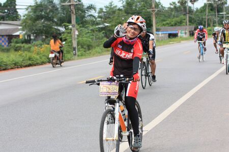 Suratthani,Thailand,July 7,2013:Action of rider during bicycle racing on july 7,2013 in Suratthani,Thailand.のeditorial素材