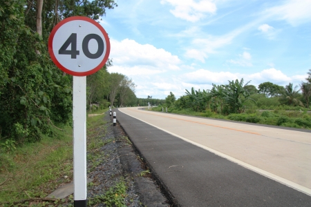 Traffic signs,speed limit at 40 km hrの写真素材