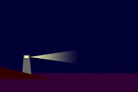 Vector-Lighthouse at nightの写真素材