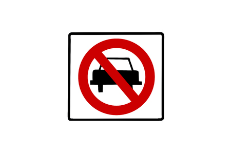 Traffic sign was isolated on white backgroundの写真素材