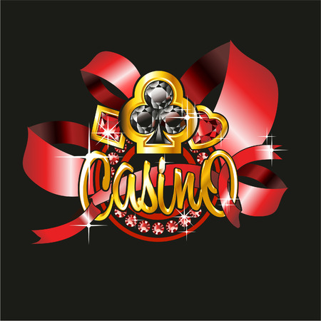 casino label with golden elements and ribbonsのイラスト素材