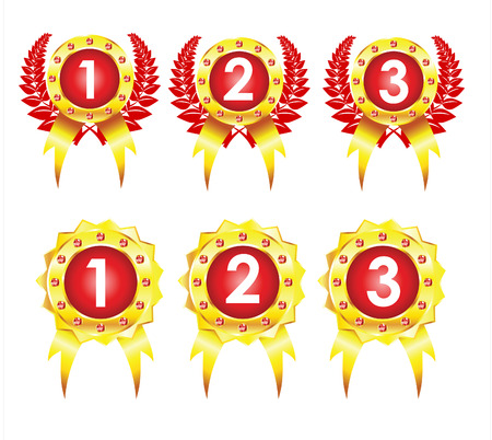 Golden awards isolated on white backgroundのイラスト素材